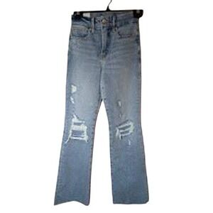 Good American Flare Jeans‎ High Rise Distressed  Light Wash Women's Size 24
